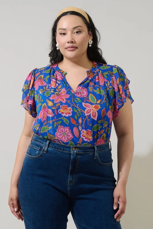 Wendey Floral Montie Ruffle Blouse Curve made by Sugarlips