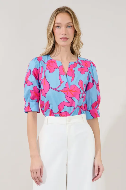 Waterlilly Balloon Sleeve Top Floral made by Sugarlips
