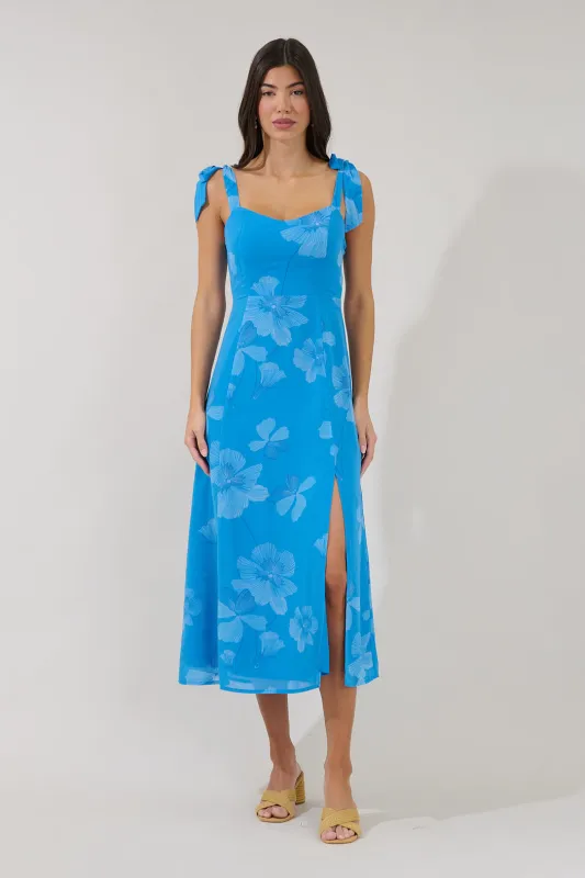 Viejo Tie Strap Midi Dress Surf Blossom made by Sugarlips