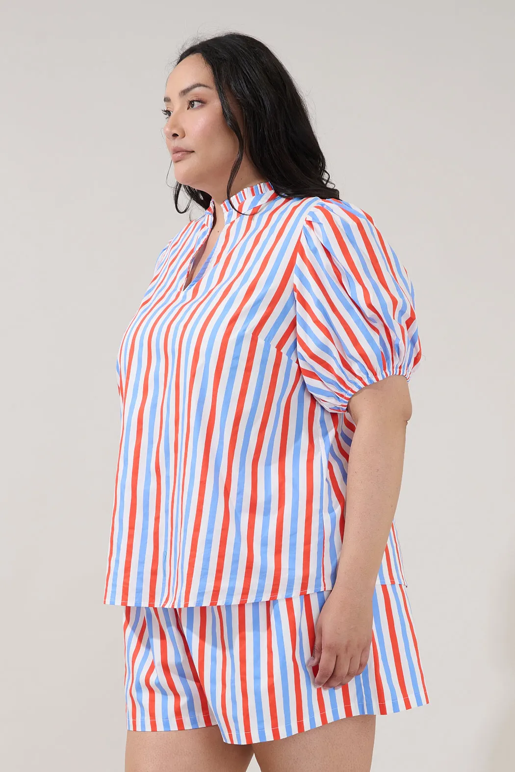 Daly Split Neck Top Stripe Curve sold by Sugarlips product image thumbnail 3