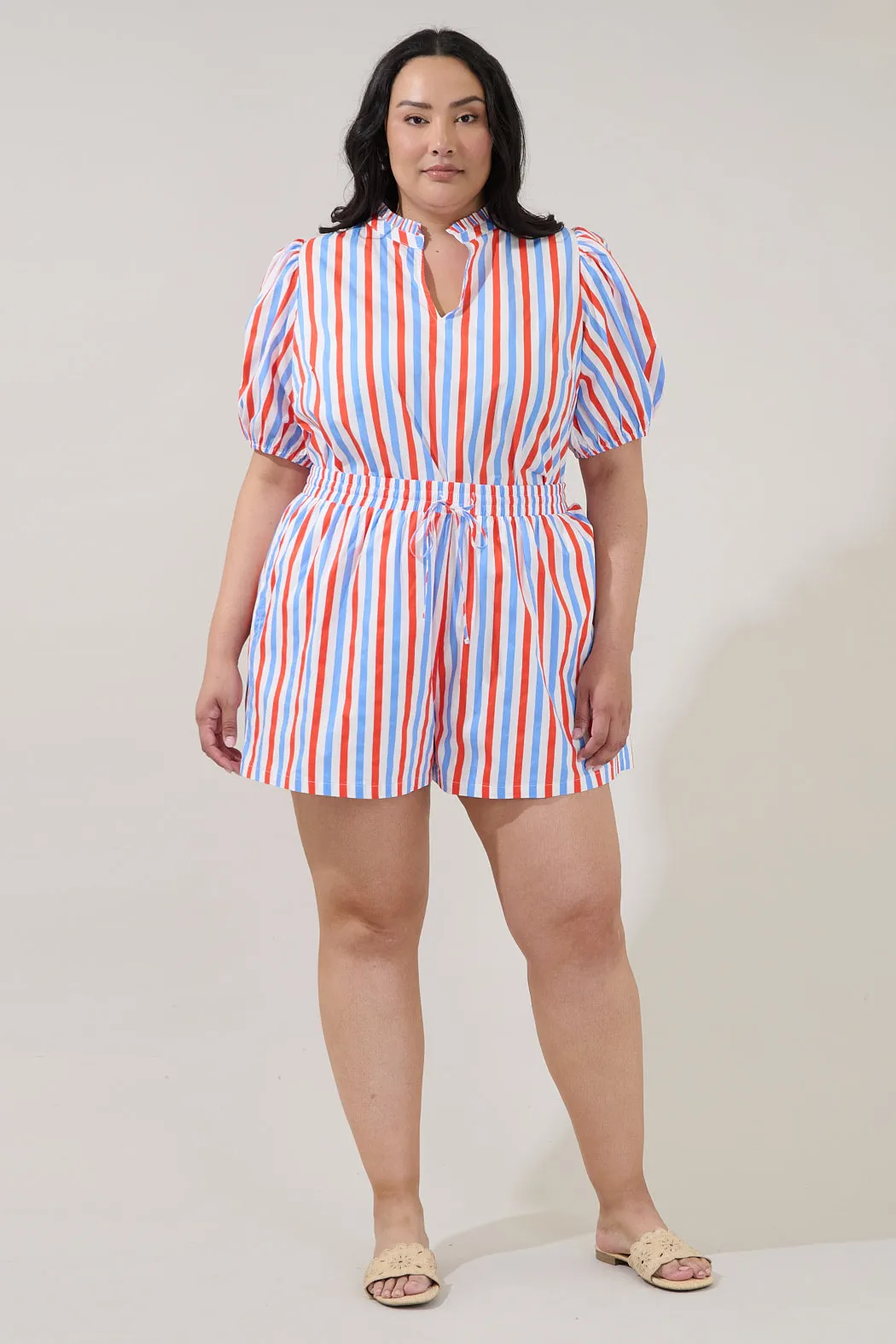 Daly Split Neck Top Stripe Curve sold by Sugarlips product image thumbnail 4