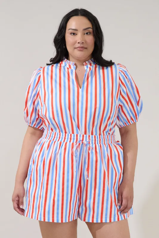 Daly Split Neck Top Stripe Curve made by Sugarlips