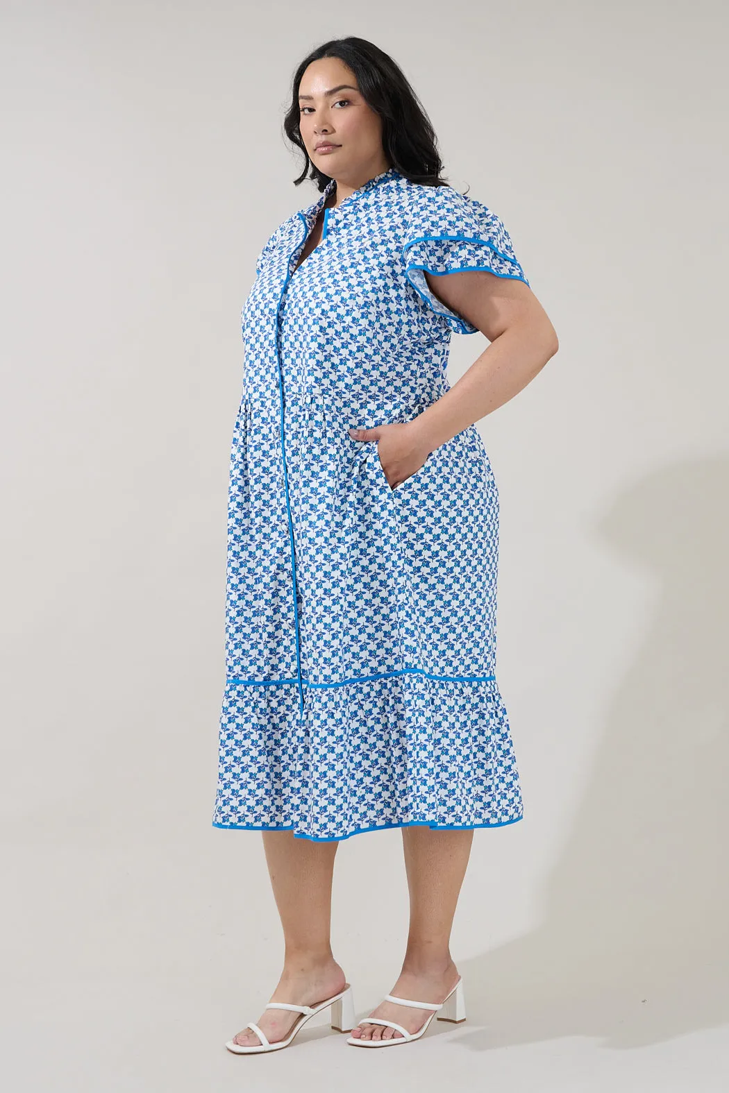 Davie Button Down Midi Dress Floral Curve sold by Sugarlips product image thumbnail 3