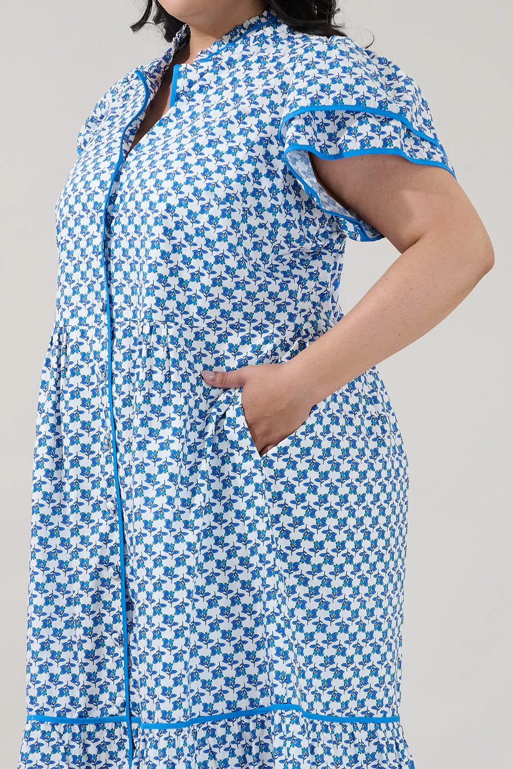 Davie Button Down Midi Dress Floral Curve sold by Sugarlips product image thumbnail 4