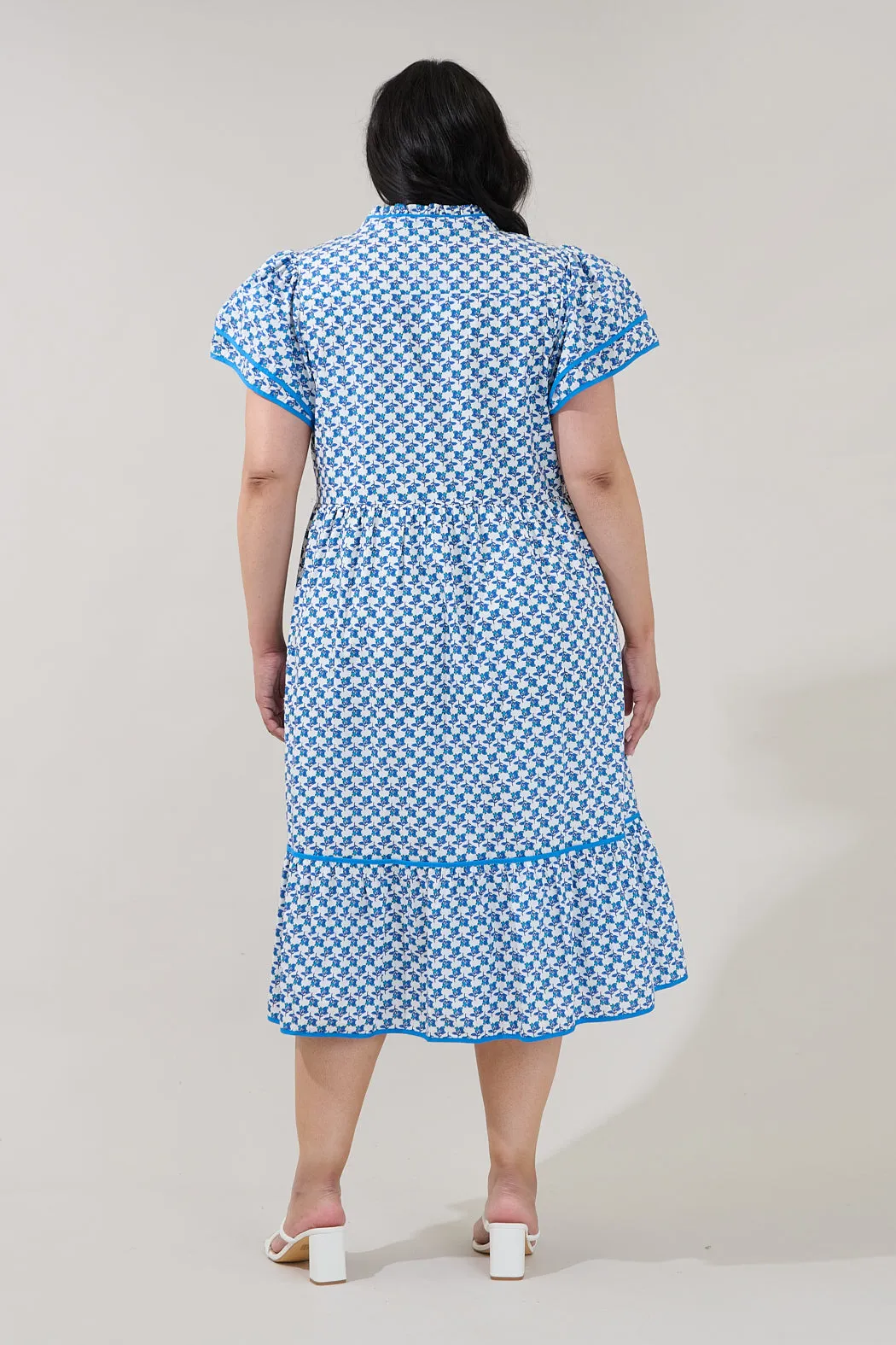 Davie Button Down Midi Dress Floral Curve sold by Sugarlips product image thumbnail 2