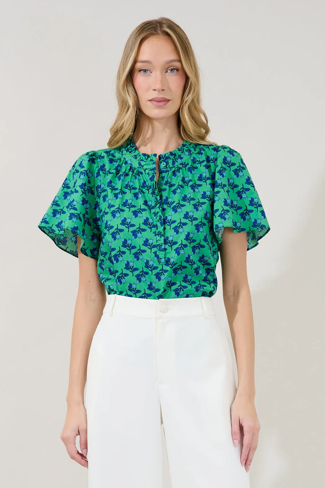 Lily Ruffle Blouse Floral sold by Sugarlips