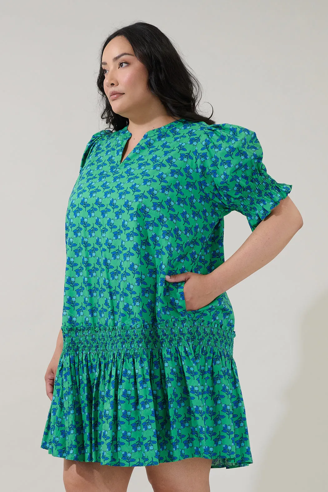Marinella Smocked Mini Dress Floral Curve sold by Sugarlips product image thumbnail 3