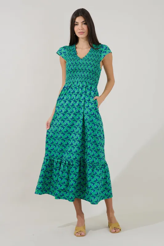 Liora Smocked Midi Dress Floral made by Sugarlips