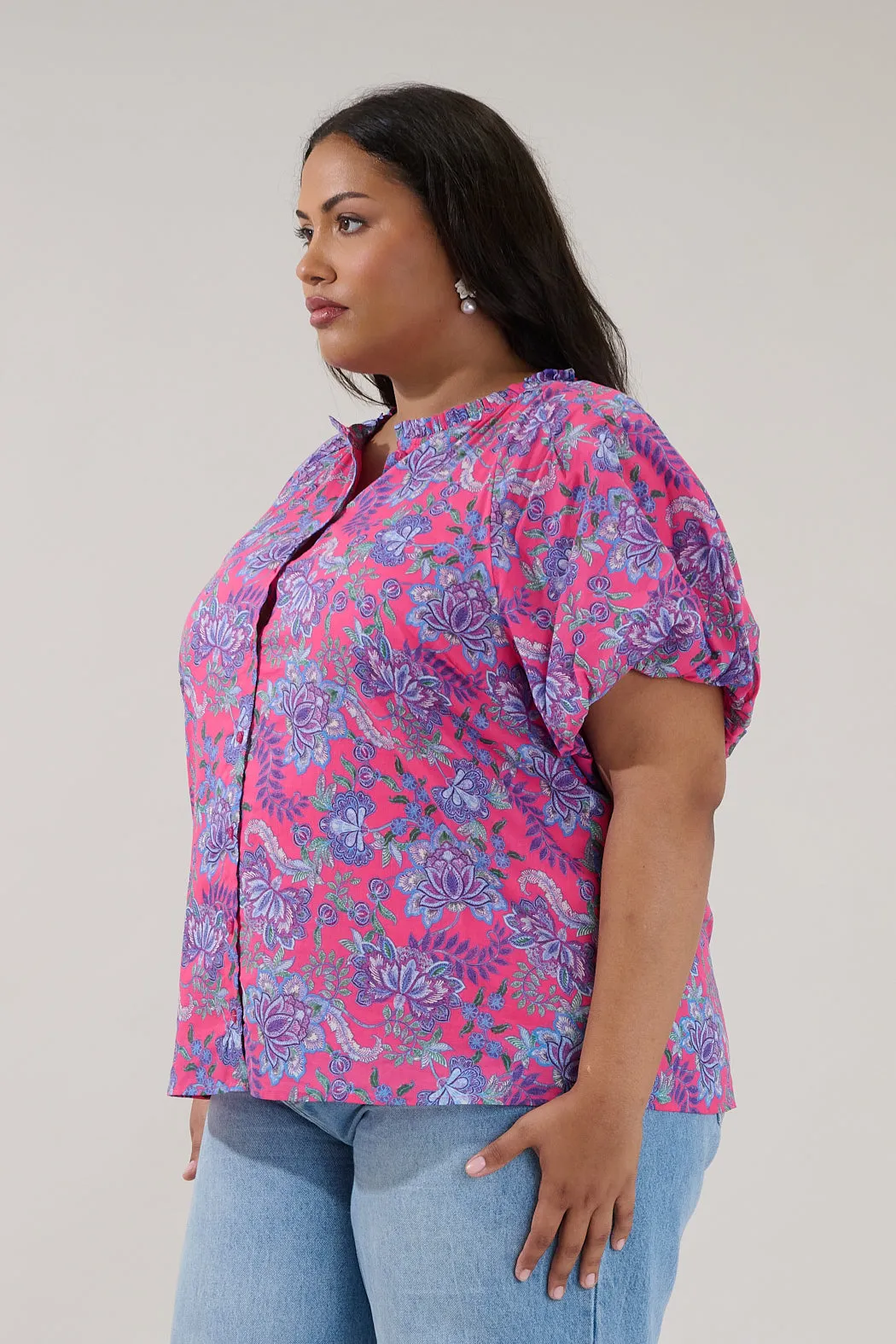 Avy Button Down Top Floral Curve sold by Sugarlips product image thumbnail 3