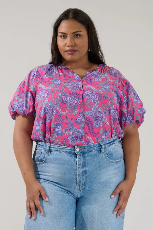 Avy Button Down Top Floral Curve made by Sugarlips