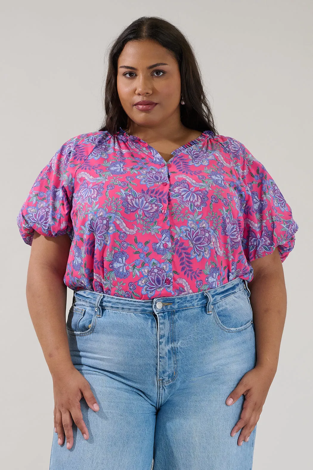 Avy Button Down Top Floral Curve sold by Sugarlips