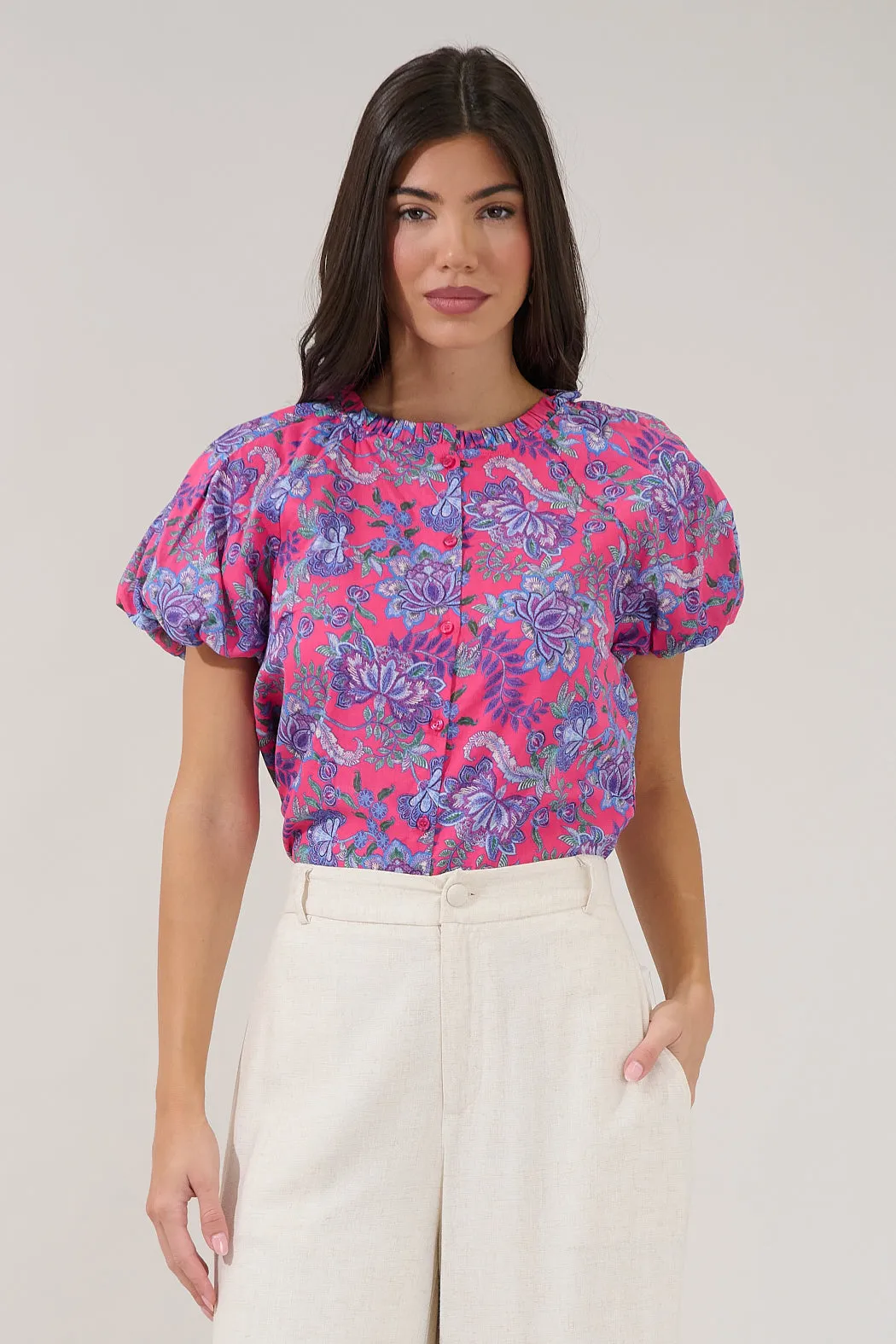 Avy Button Down Top Floral sold by Sugarlips