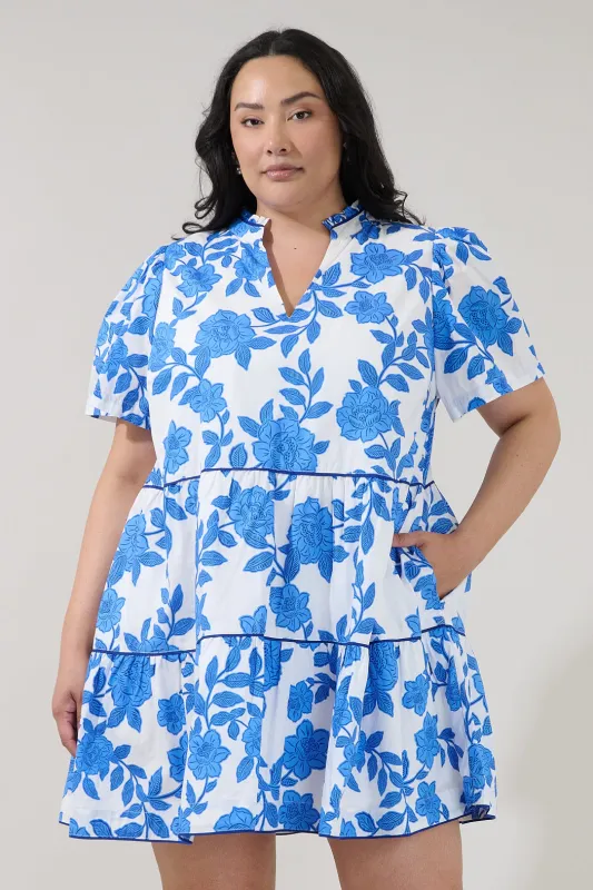 Candace Tiered Mini Dress Glantis Floral Curve made by Sugarlips
