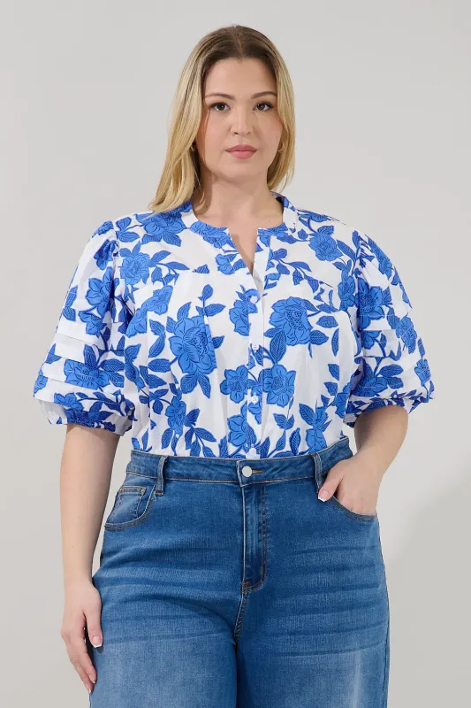 Court Button Down Top Glantis Floral Curve made by Sugarlips