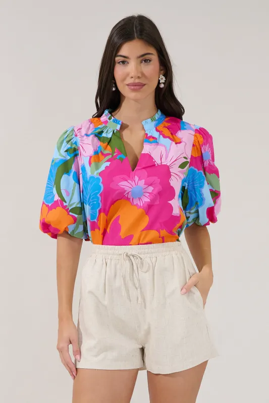 Gretna Ruffle Blouse Zaira Floral made by Sugarlips