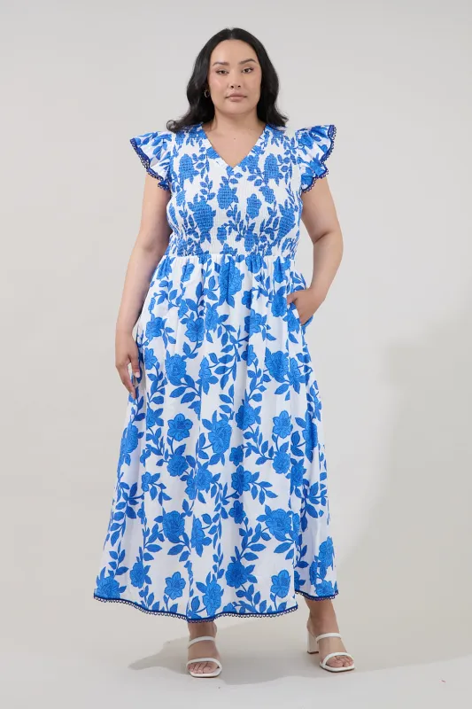 Merlin Tiered Midi Dress Glantis Floral Curve made by Sugarlips