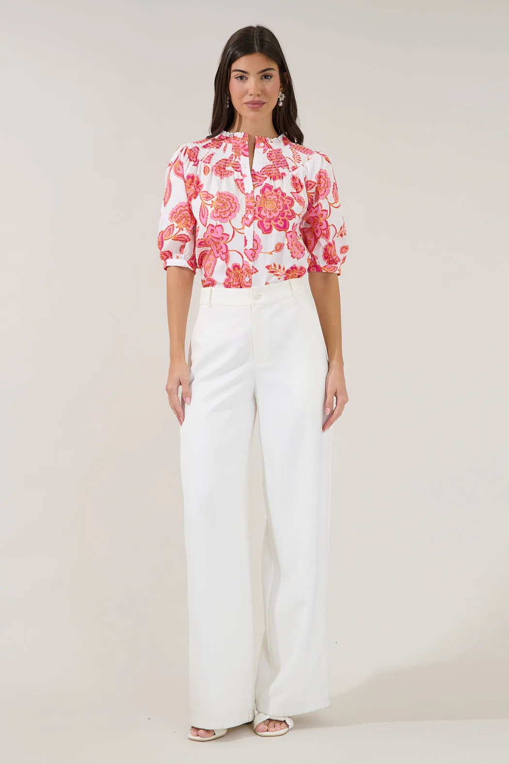 Blossom Smocked Mock Neck Top Arely Floral sold by Sugarlips product image thumbnail 4