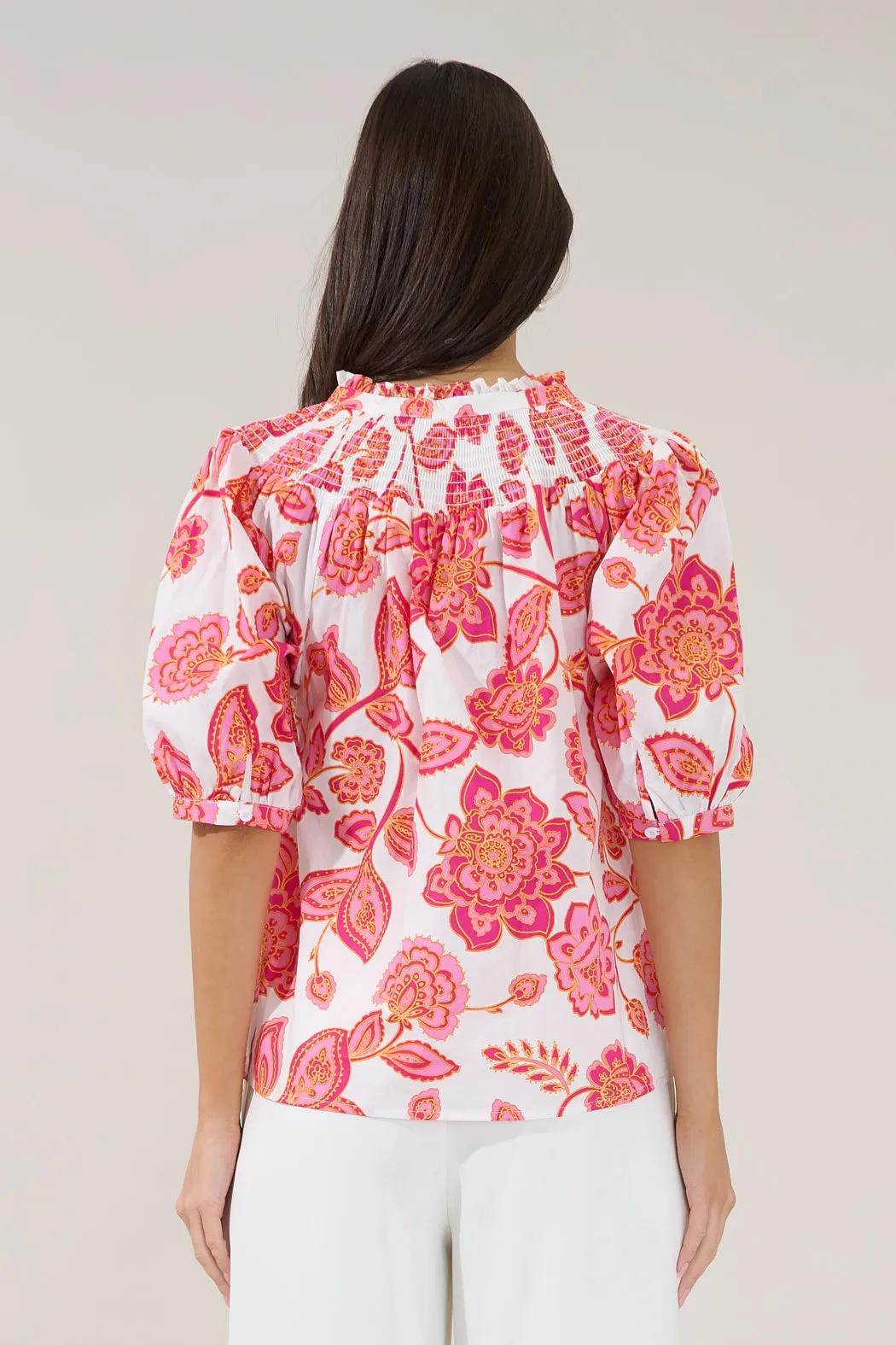Blossom Smocked Mock Neck Top Arely Floral sold by Sugarlips product image thumbnail 2