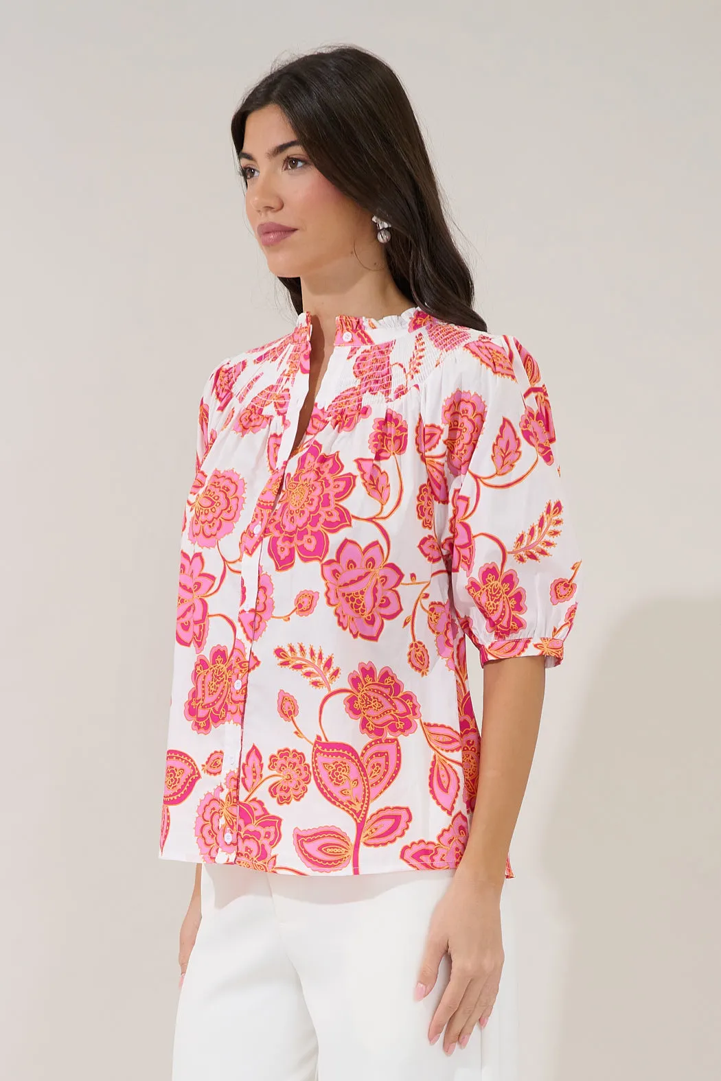 Blossom Smocked Mock Neck Top Arely Floral sold by Sugarlips product image thumbnail 3
