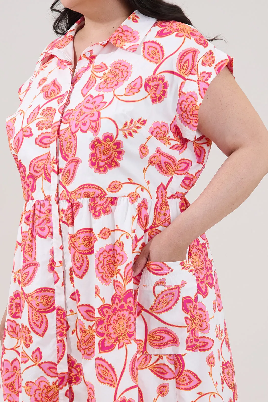 Grenola Button Up Midi Dress Arely Floral Curve sold by Sugarlips product image thumbnail 4