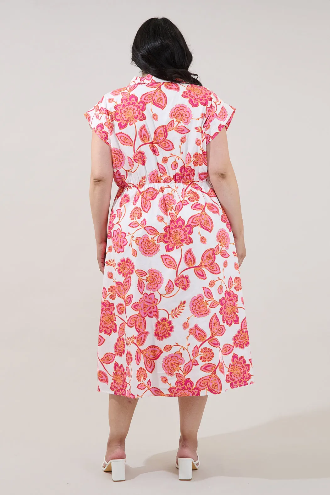Grenola Button Up Midi Dress Arely Floral Curve sold by Sugarlips product image thumbnail 2