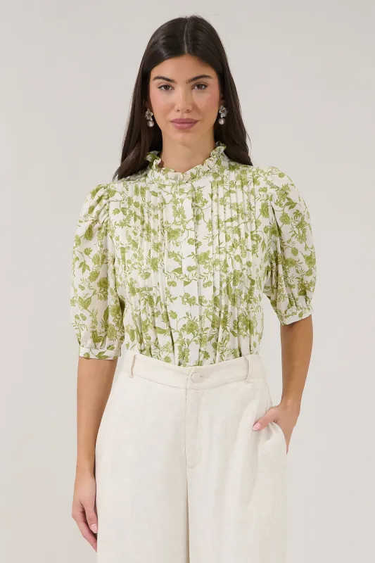 Elysia Pleated Blouse Floral made by Sugarlips