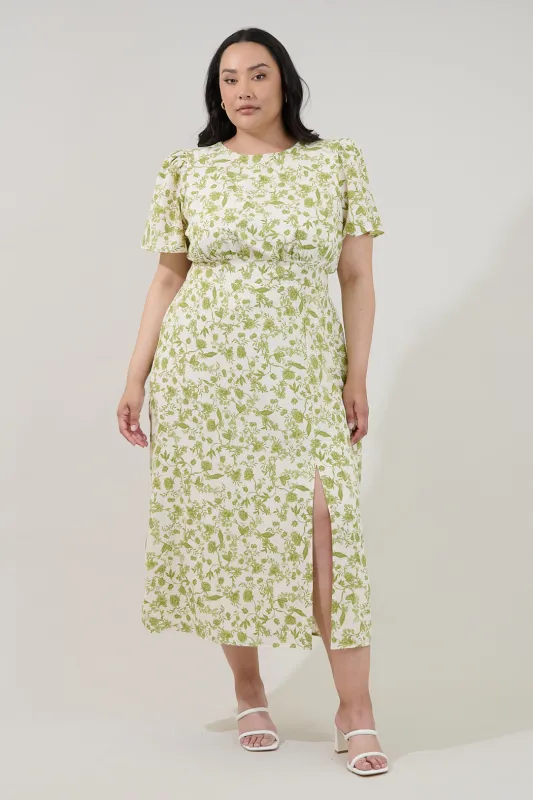 Bloom Midi Dress Floral Curve made by Sugarlips