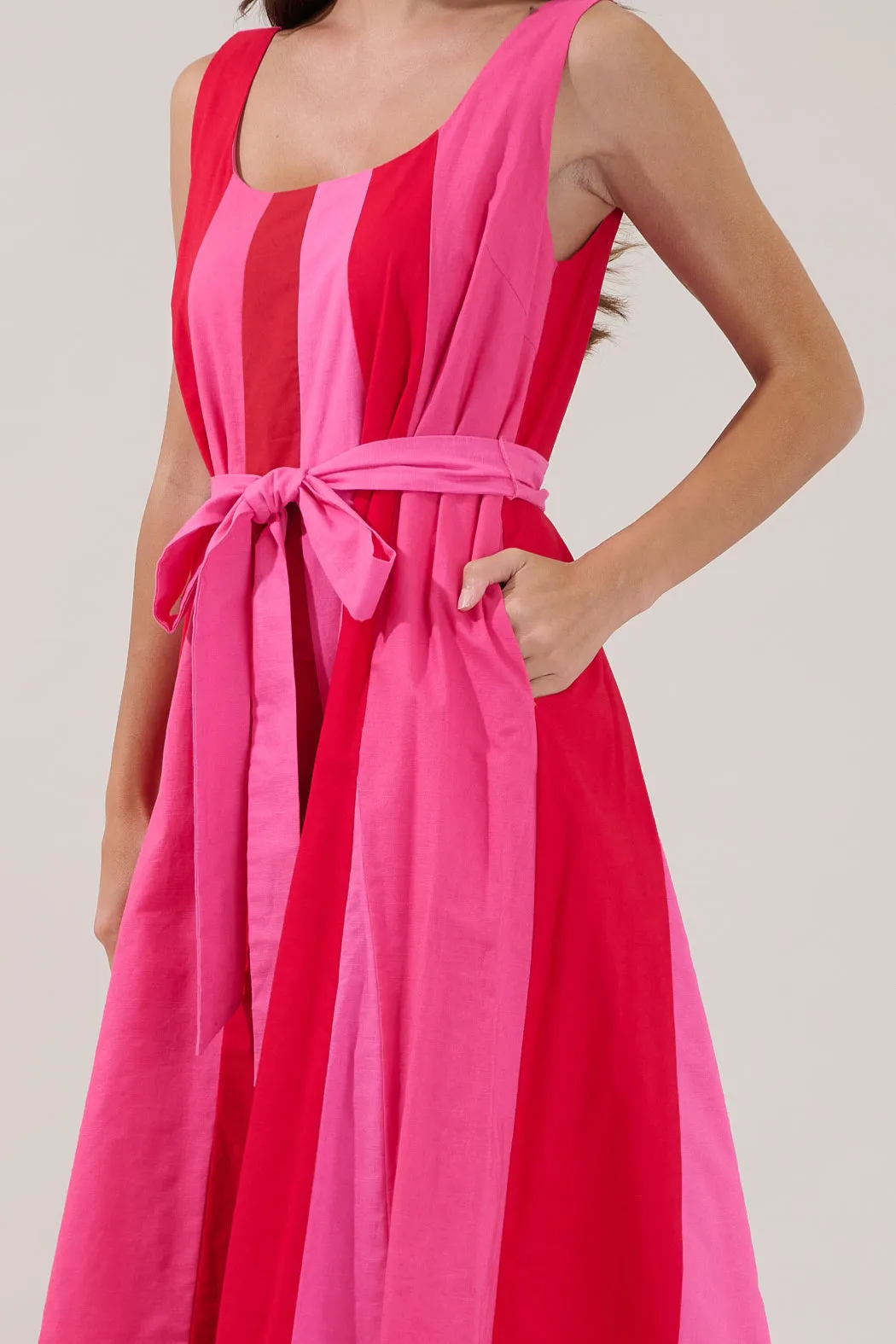 Showtime Stripe Godet Midi Dress sold by Sugarlips product image thumbnail 4