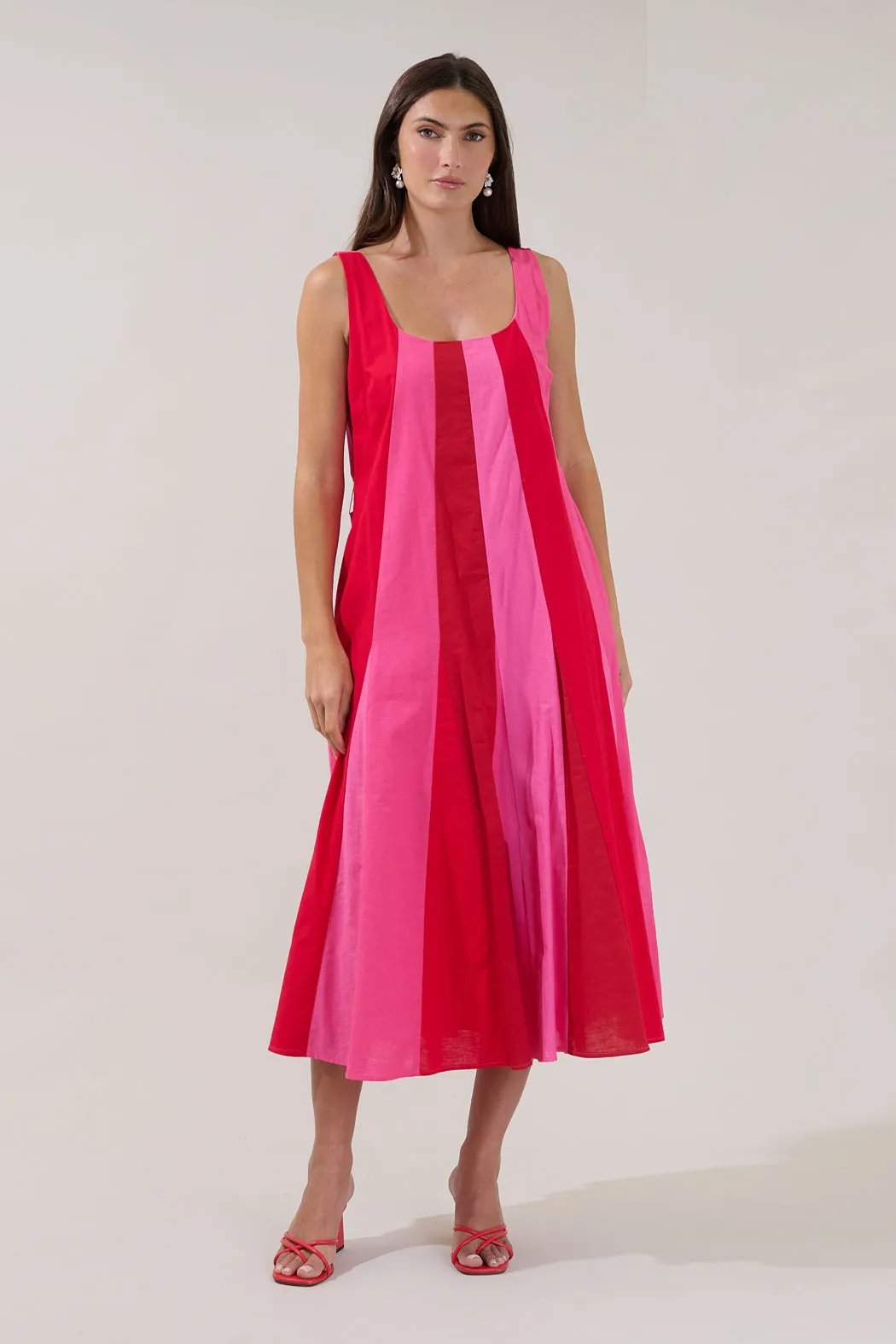 Showtime Stripe Godet Midi Dress sold by Sugarlips product image thumbnail 5