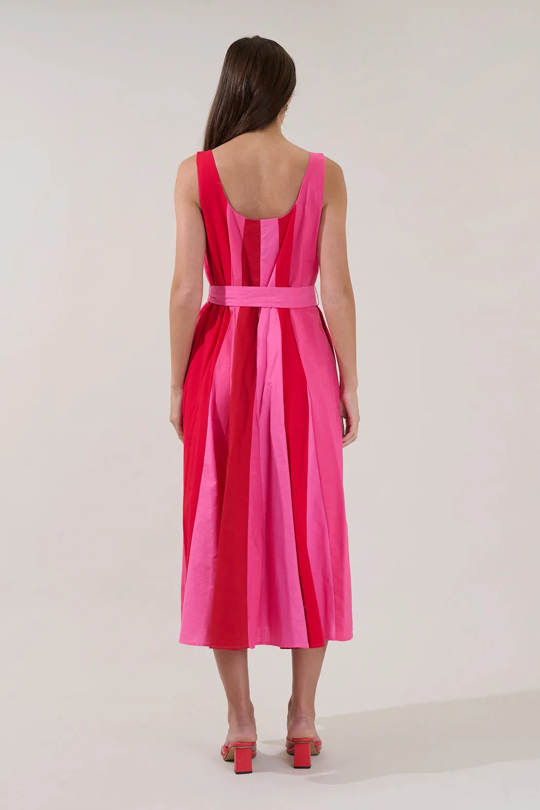 Showtime Stripe Godet Midi Dress sold by Sugarlips product image thumbnail 2