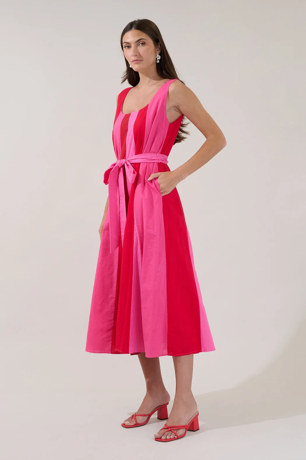 Showtime Stripe Godet Midi Dress sold by Sugarlips product image thumbnail 3