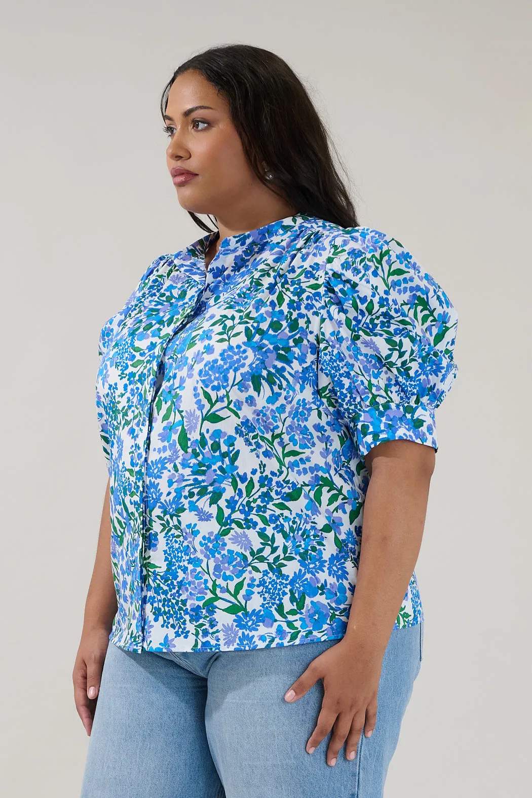 Klina Drape Sleeve Top Floral Curve sold by Sugarlips product image thumbnail 3