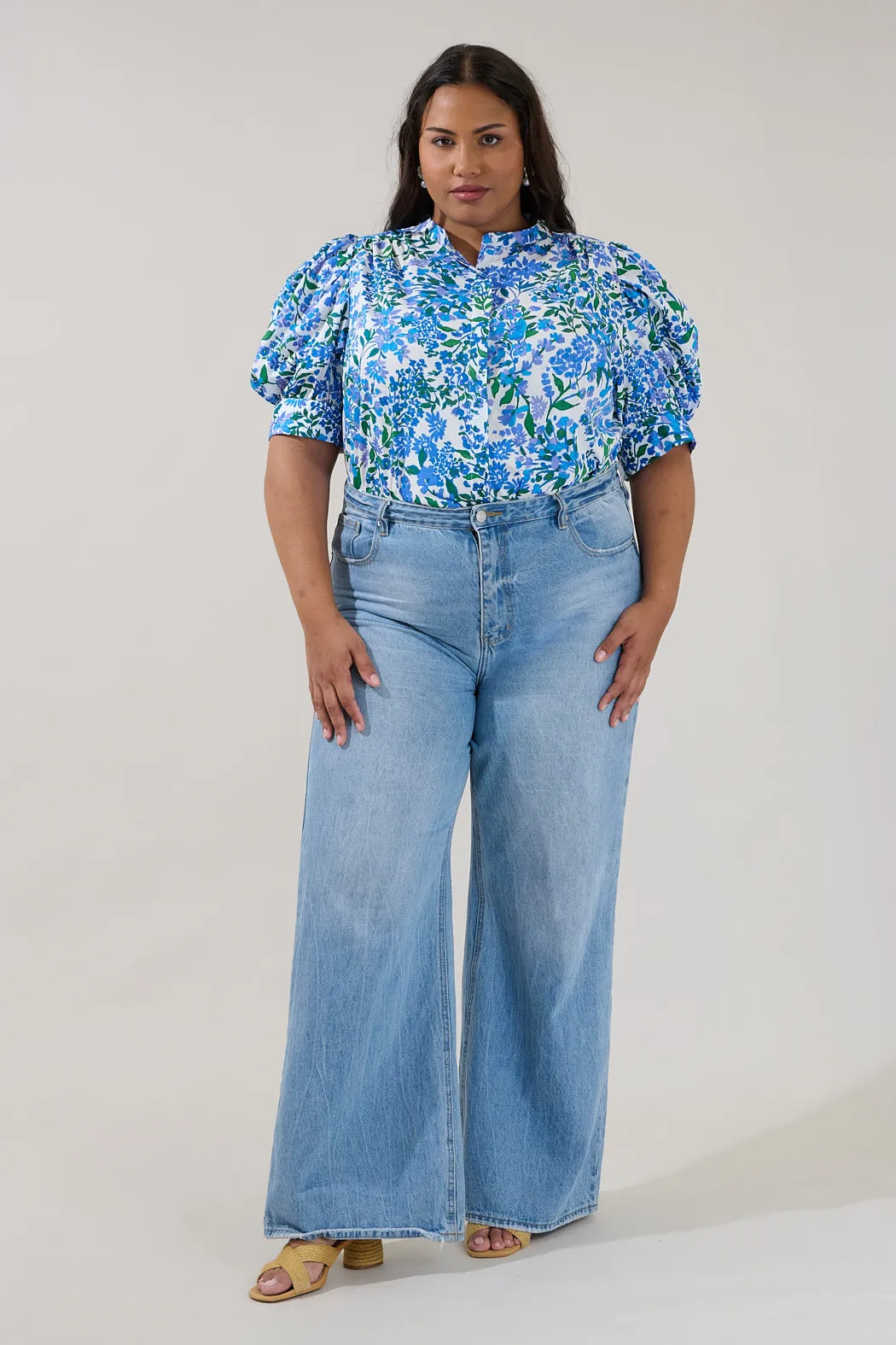 Klina Drape Sleeve Top Floral Curve sold by Sugarlips product image thumbnail 4