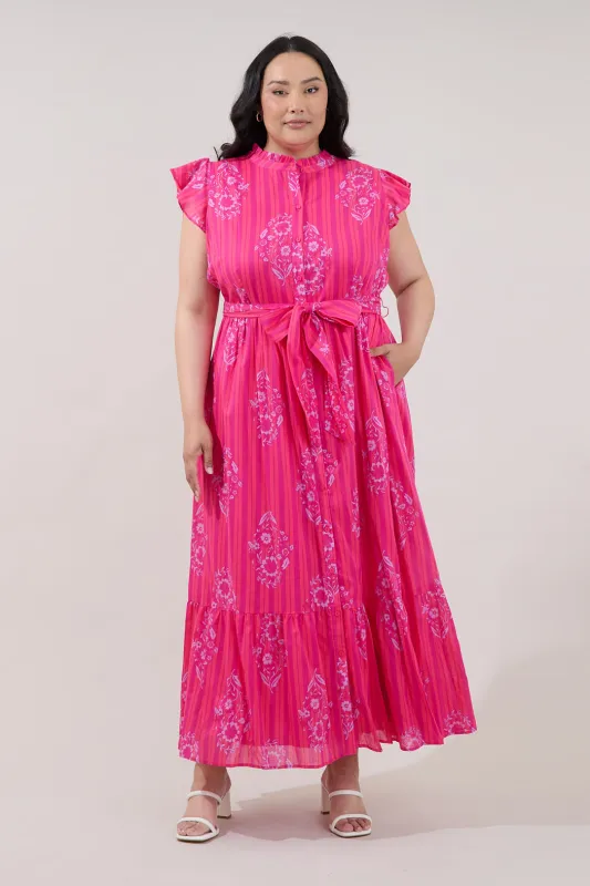 Riah Button Down Maxi Dress Freesia Curve made by Sugarlips