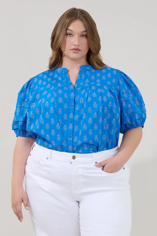 Court Button Down Top Raidy Floral Curve made by Sugarlips
