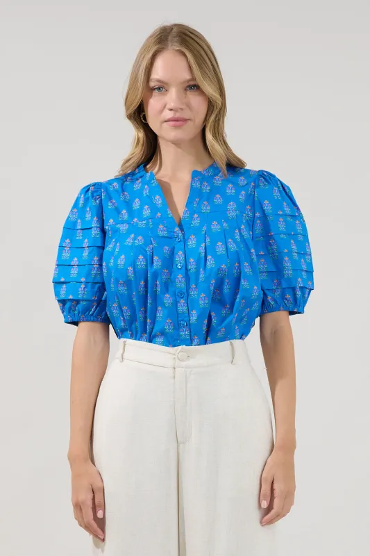 Court Button Down Top Raidy Floral made by Sugarlips