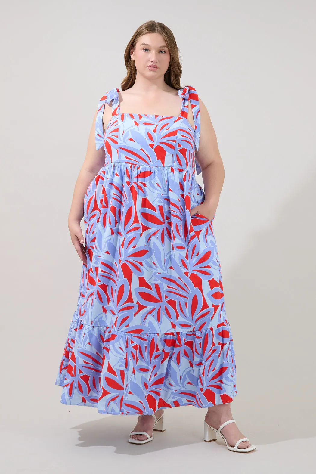 Hendy Shoulder Tie Maxi Dress Areca Curve sold by Sugarlips