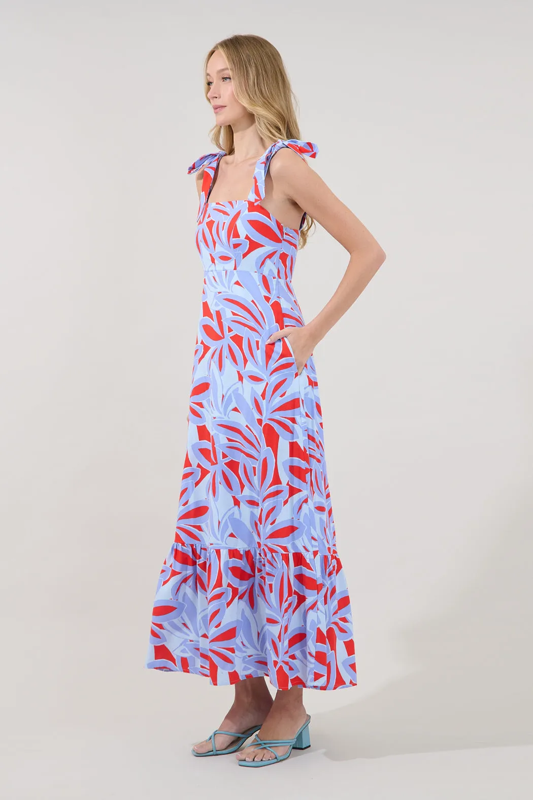 Hendy Shoulder Tie Maxi Dress Areca sold by Sugarlips product image thumbnail 3