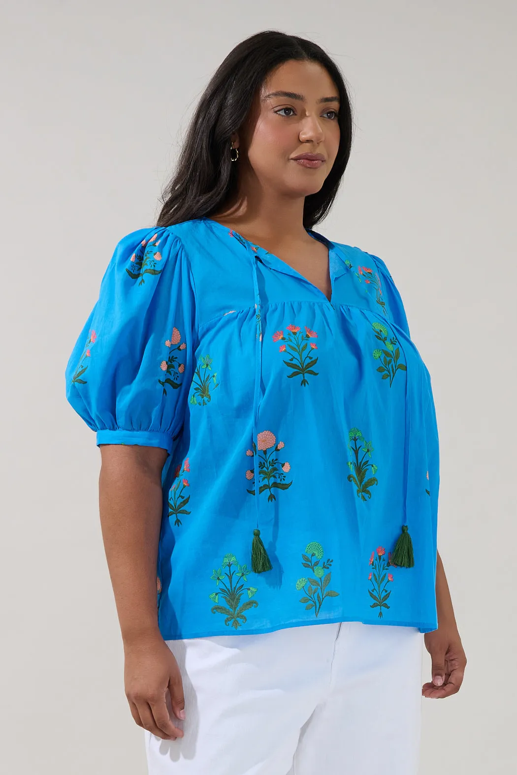 Louisa Split Neck Top Genora Floral Curve sold by Sugarlips product image thumbnail 3