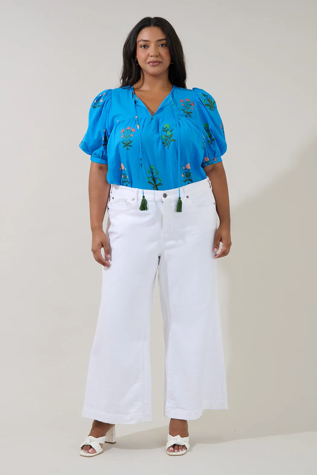 Louisa Split Neck Top Genora Floral Curve sold by Sugarlips product image thumbnail 4