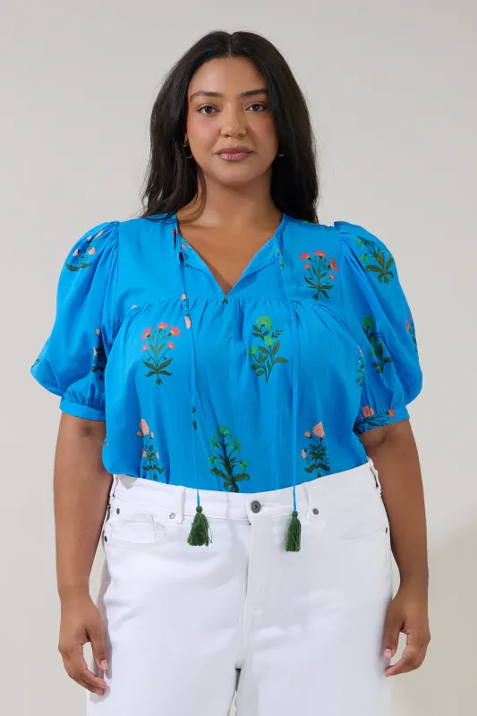 Louisa Split Neck Top Genora Floral Curve made by Sugarlips