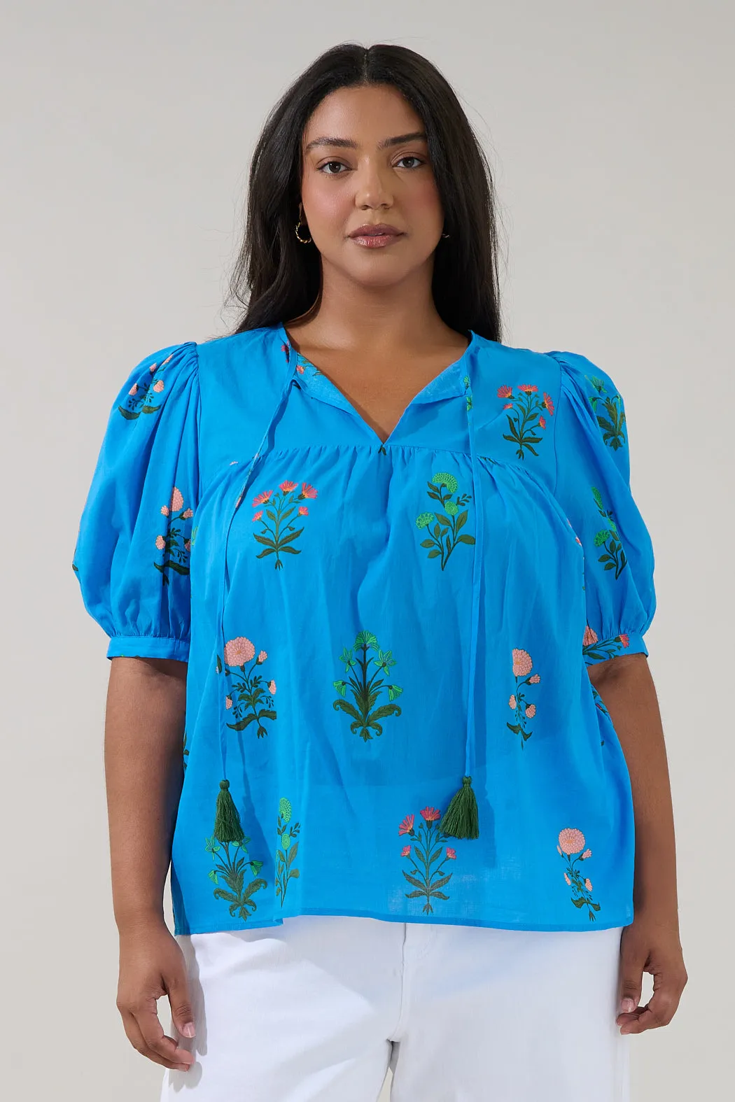Louisa Split Neck Top Genora Floral Curve sold by Sugarlips product image thumbnail 5