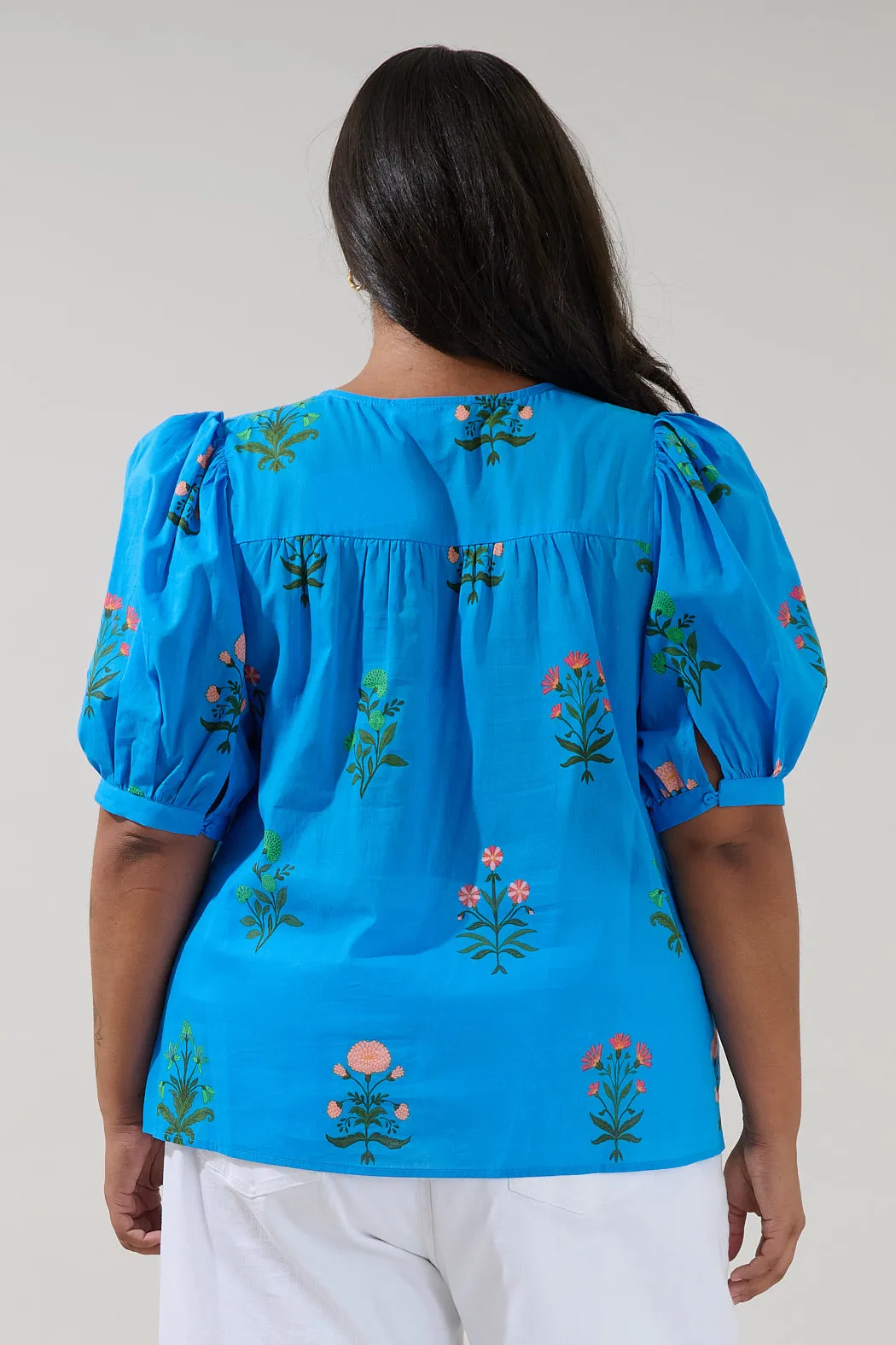 Louisa Split Neck Top Genora Floral Curve sold by Sugarlips product image thumbnail 2