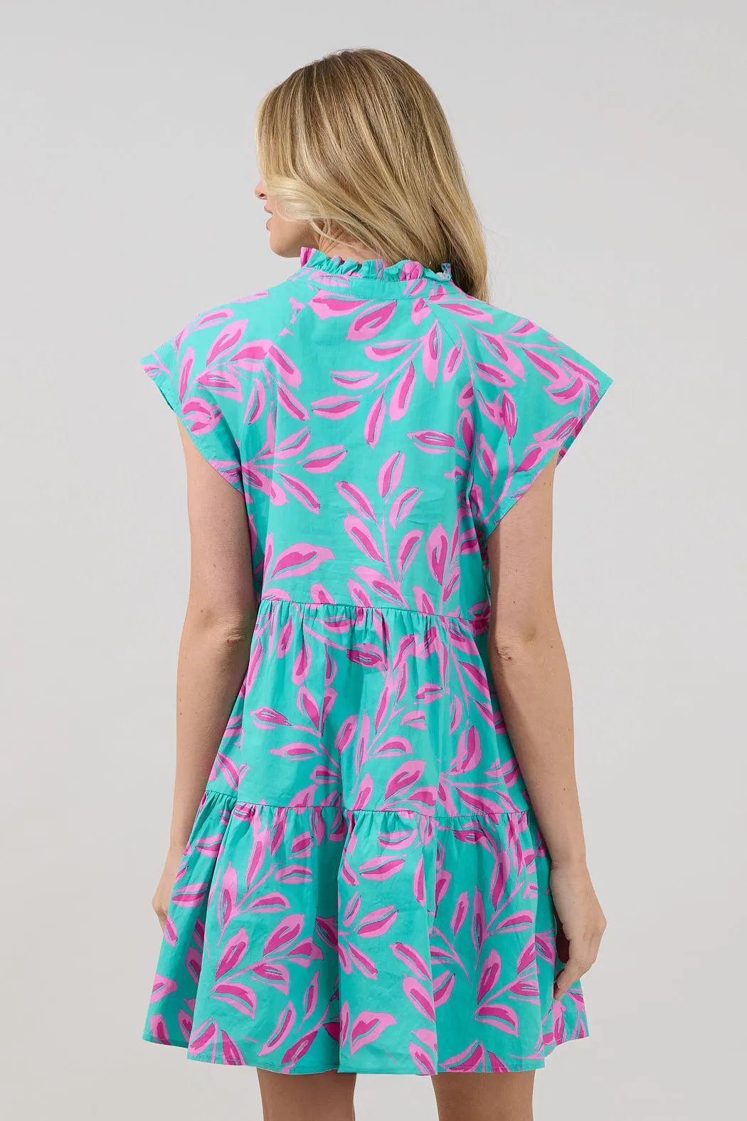 Janelly Poplin Tiered Mini Dress Palmate sold by Sugarlips product image thumbnail 2