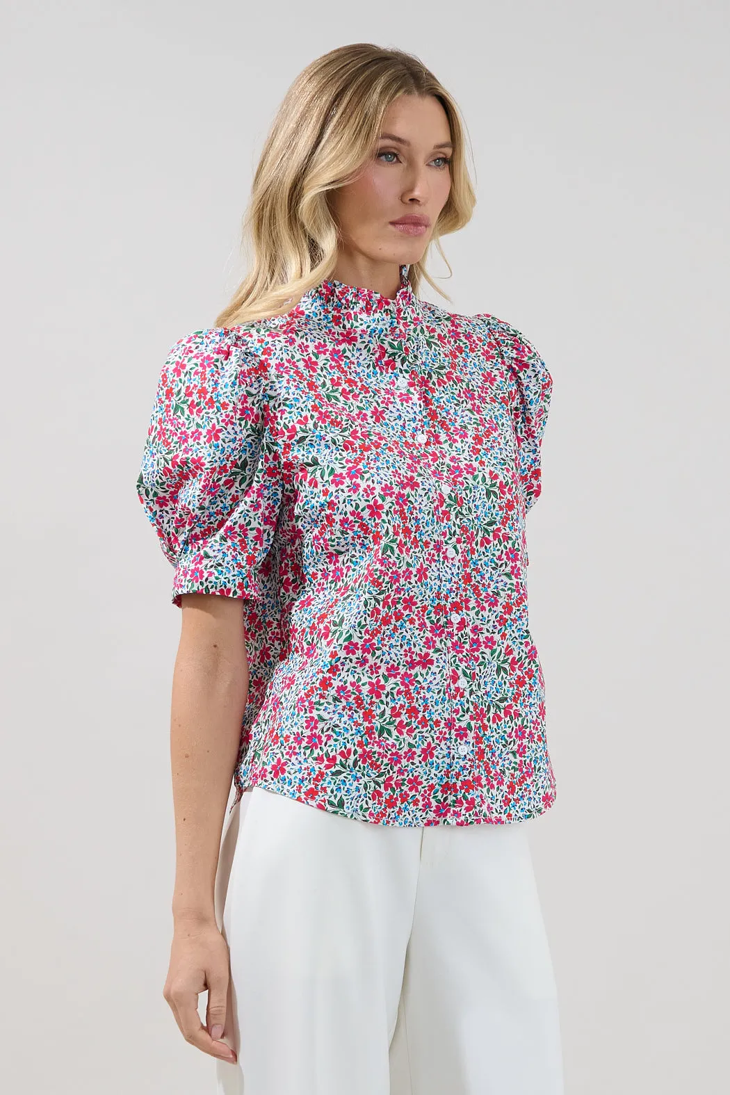 Finley Ruffle Button Down Top Floral sold by Sugarlips product image thumbnail 3