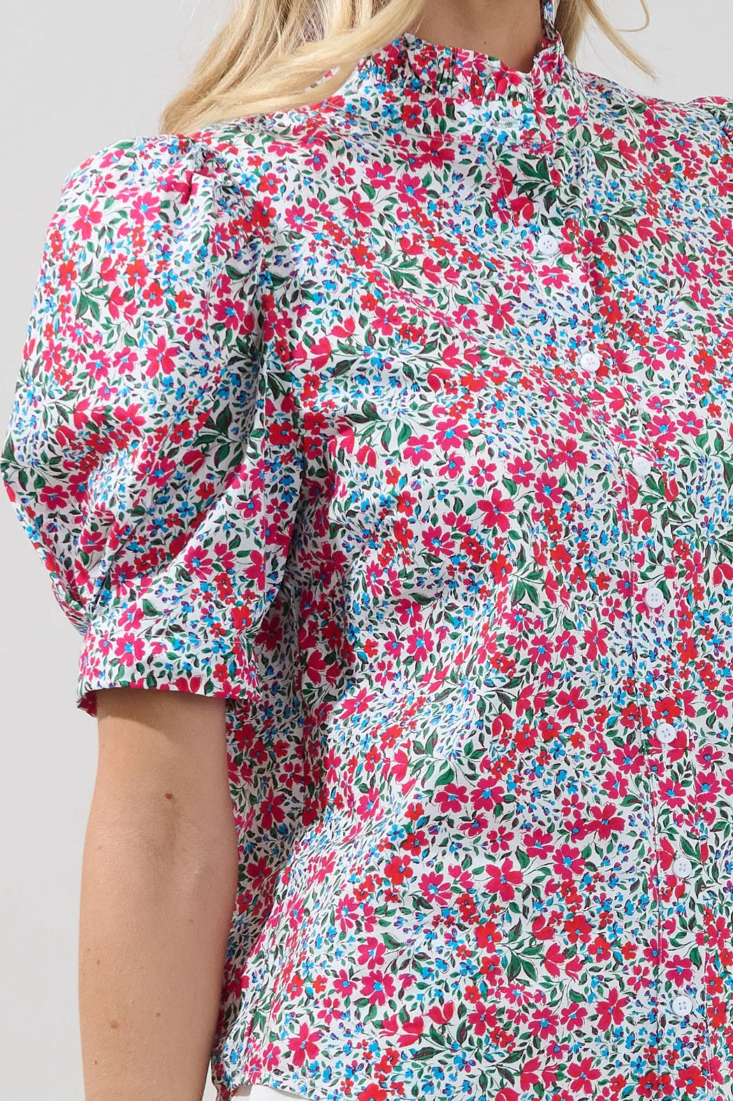 Finley Ruffle Button Down Top Floral sold by Sugarlips product image thumbnail 5