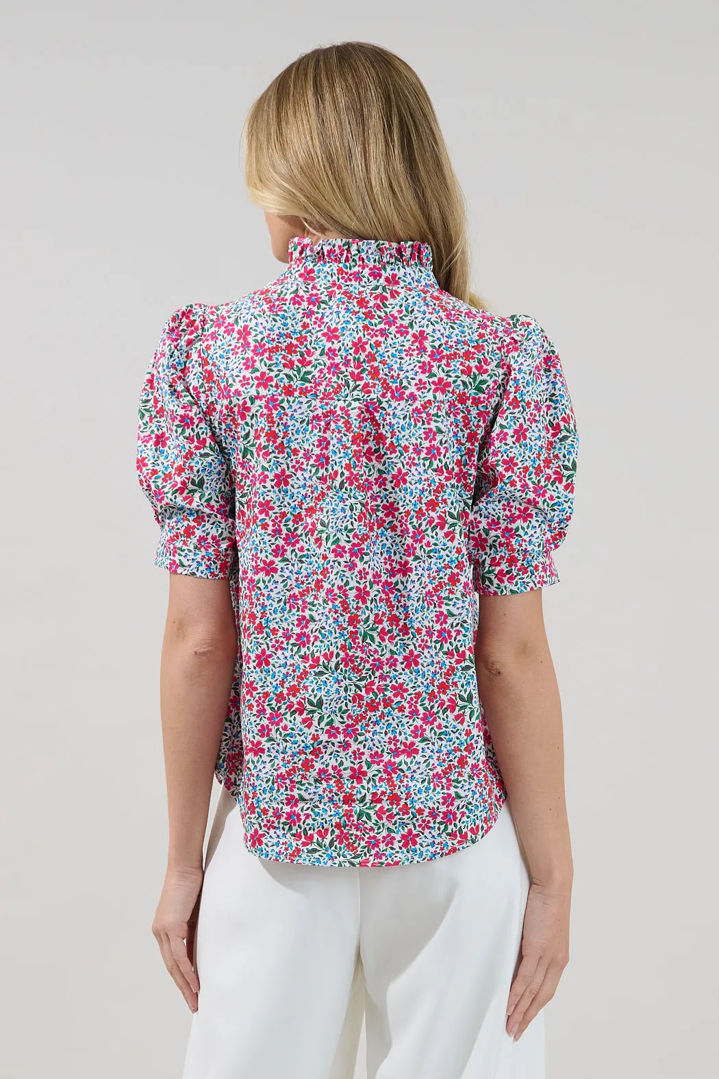 Finley Ruffle Button Down Top Floral sold by Sugarlips product image thumbnail 2