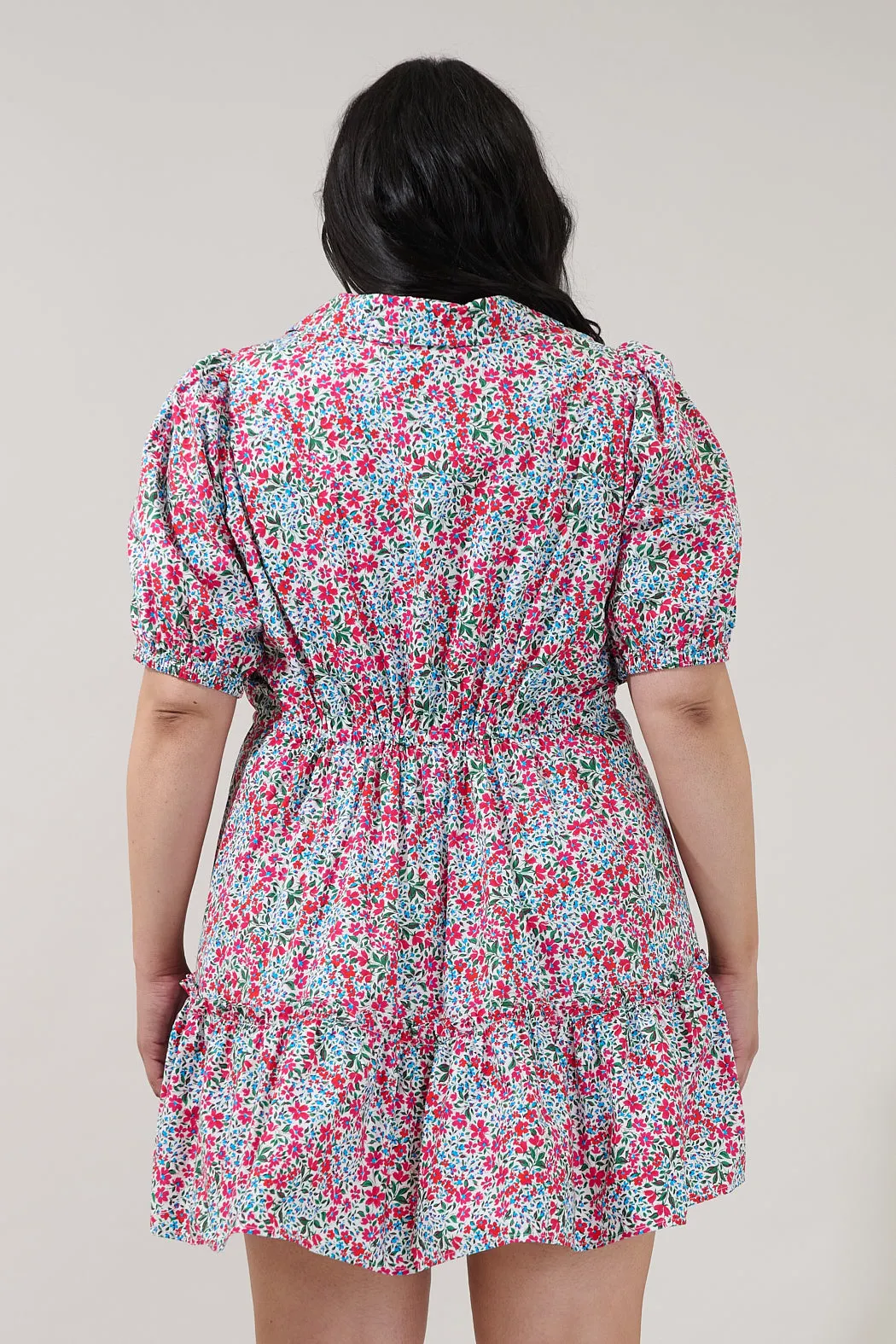 Stacie Button Down Mini Dress Floral Curve sold by Sugarlips product image thumbnail 2
