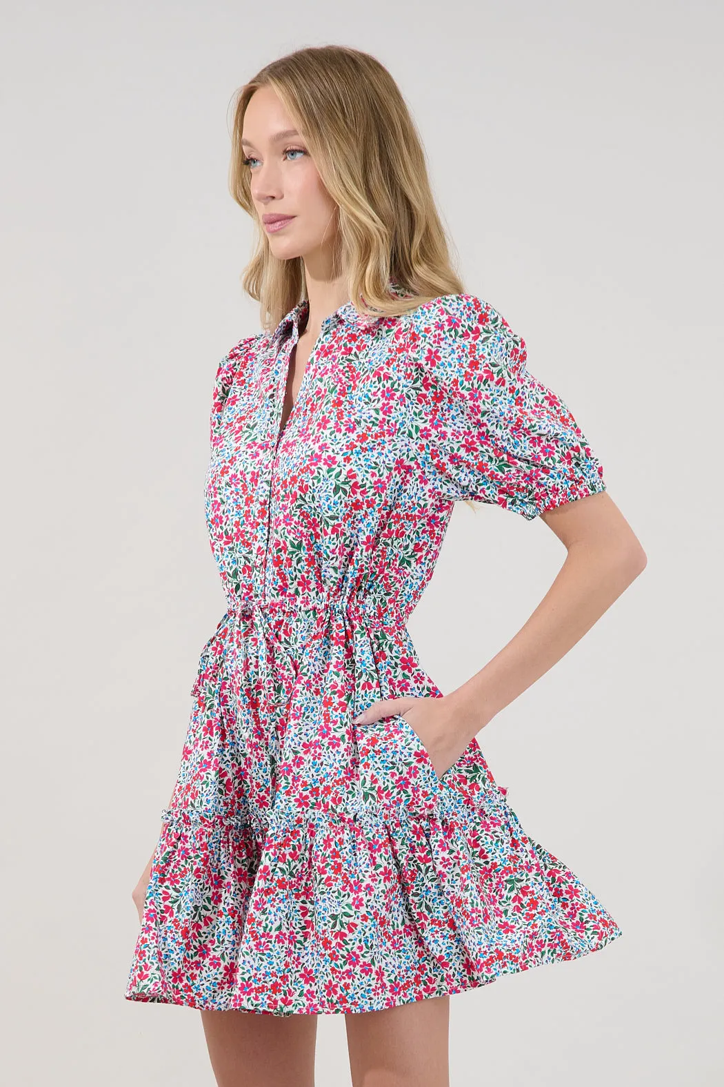 Stacie Button Down Mini Dress Floral sold by Sugarlips product image thumbnail 3