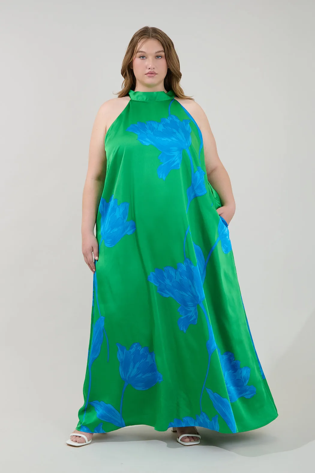 Giantia Halter Maxi Dress Floral Curve sold by Sugarlips